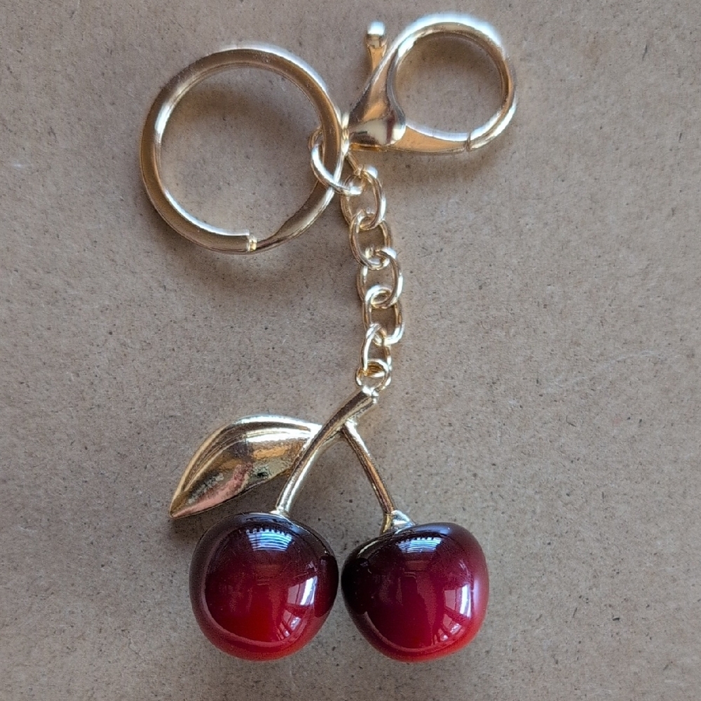Red Cherry Keychain Bag Charm
